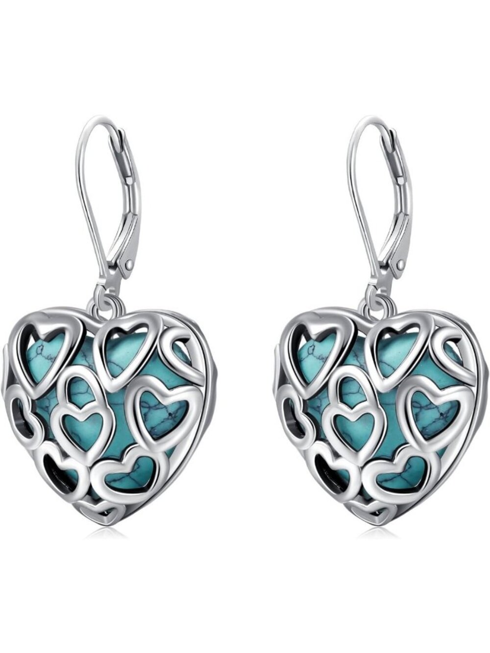 Turquoise Heart Earrings for Women | Genuine S925 Silver Jewelry | Stylish Gift